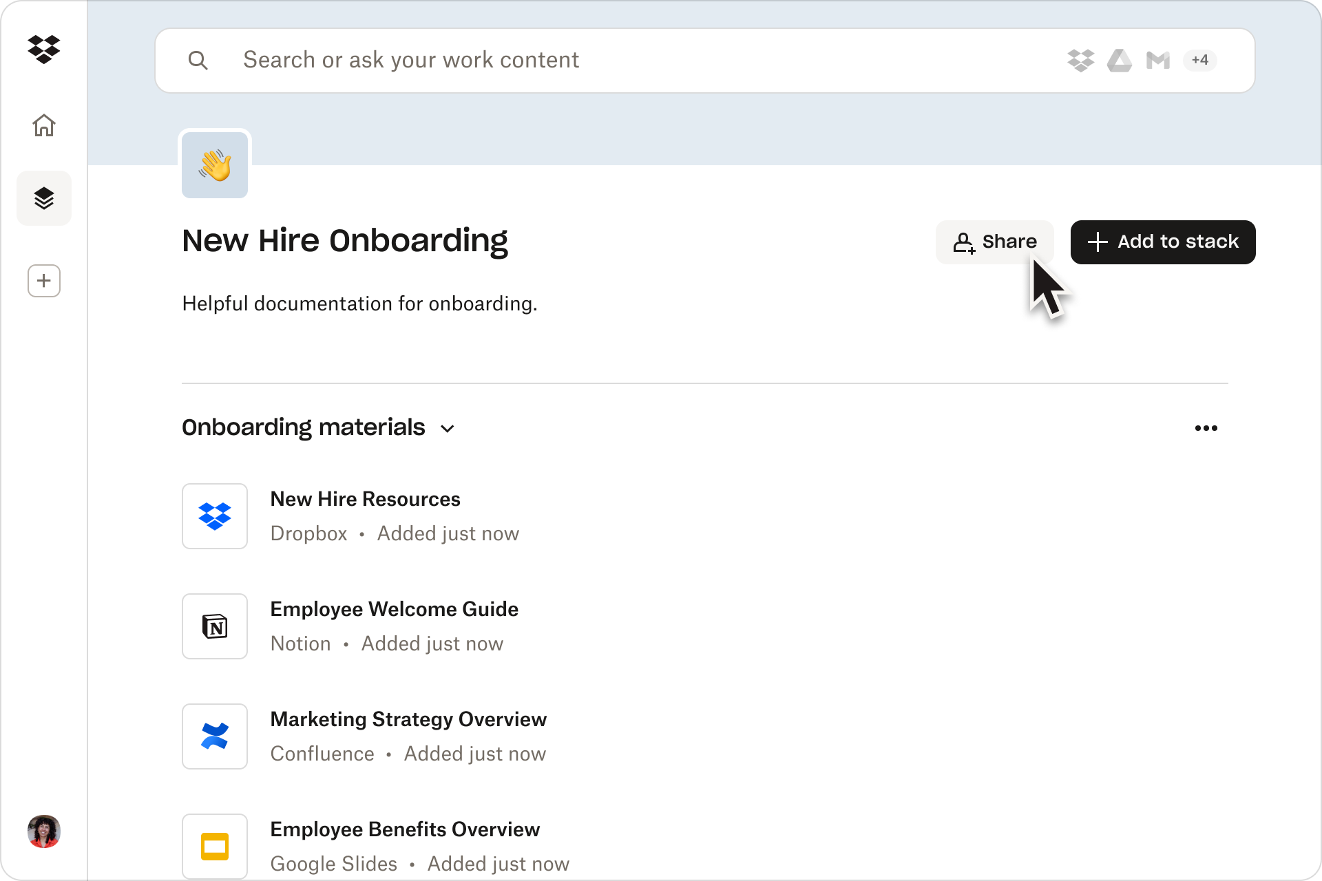 screenshot of Dropbox Dash for Business